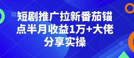 短剧推广拉新番茄锚点半月收益1万+大佬分享实操-吾爱云课堂