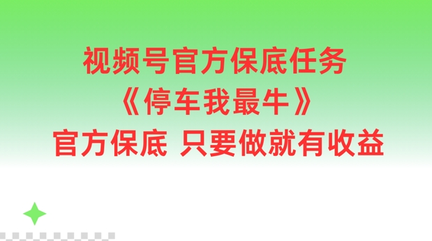 视频号官方保底任务,停车我最牛,官方保底只要做就有收益【揭秘】-吾爱云课堂