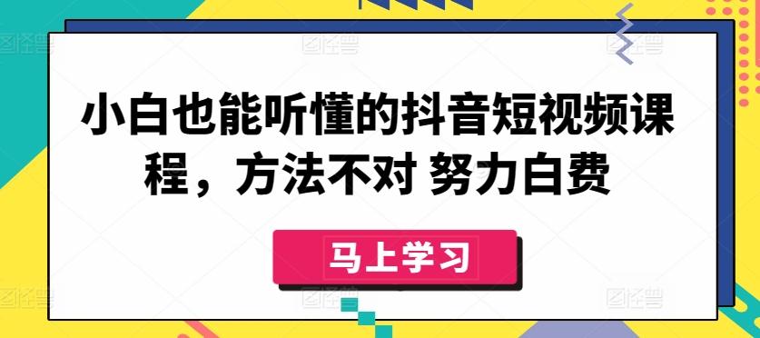 小白也能听懂的抖音短视频课程,方法不对 努力白费-吾爱云课堂