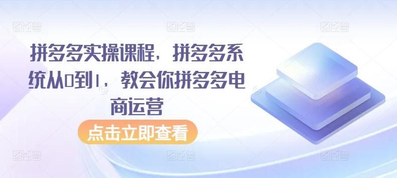拼多多实操课程，拼多多系统从0到1，教会你拼多多电商运营-吾爱云课堂
