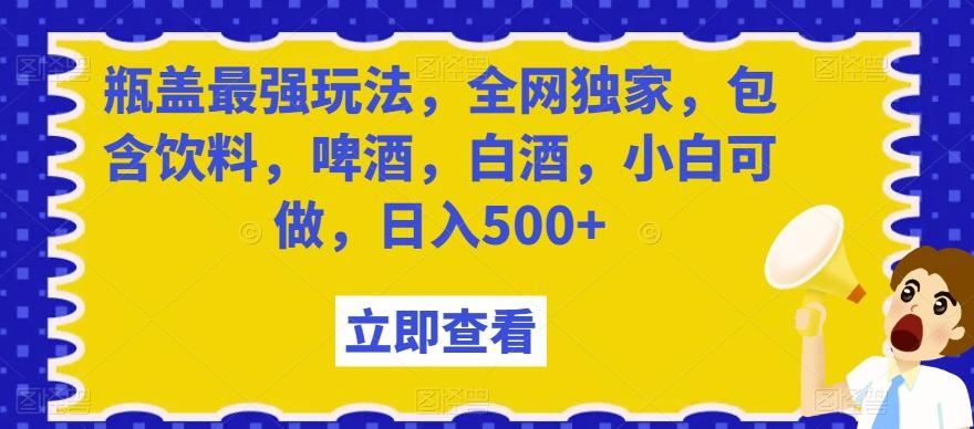 瓶盖最强玩法,全网独家,包含饮料,啤酒,白酒,小白可做,日入500+【揭秘】-吾爱云课堂