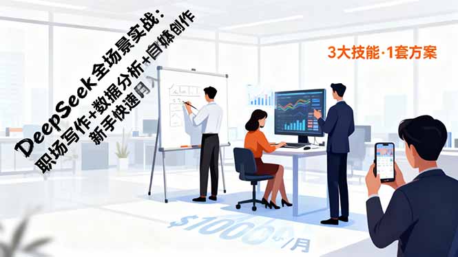 DeepSeek全场景实战:职场写作+数据分析+自媒体创作,新手快速月入过万-吾爱云课堂