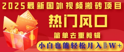 2025最新视频搬砖项目,热门风口,简单去重剪辑,小白也能轻松月入过W-吾爱云课堂