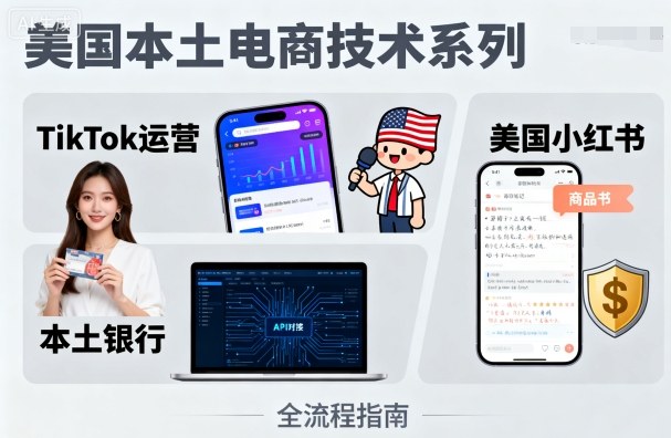 美国本土电商技术,Tiktok 运营篇+美国小红书篇+本土银行篇-吾爱云课堂