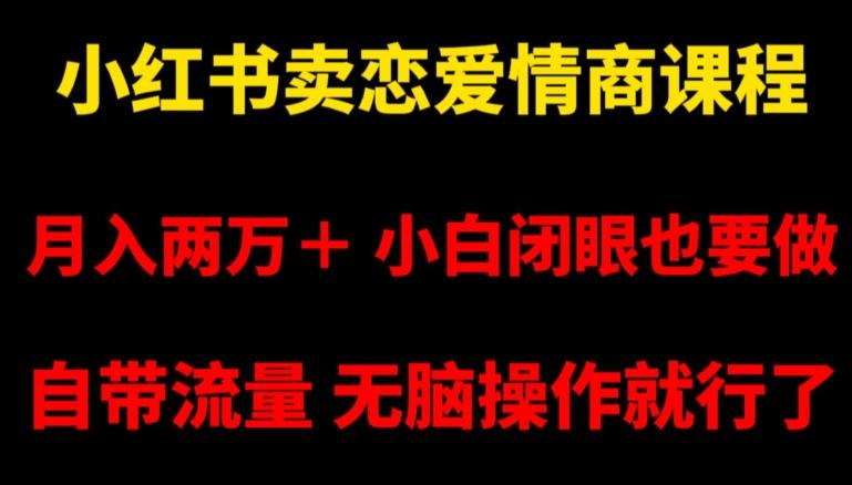 小红书卖恋爱情商课程,月入两万+,小白闭眼也要做,自带流量,无脑操作就行了【揭秘】-吾爱云课堂