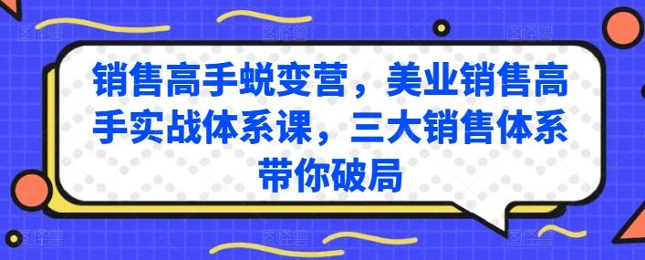 销售高手蜕变营,美业销售高手实战体系课,三大销售体系带你破局-吾爱云课堂
