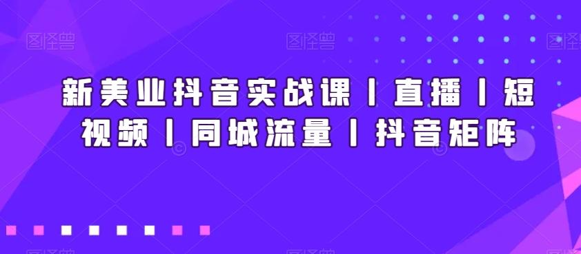 新美业抖音实战课丨直播丨短视频丨同城流量丨抖音矩阵-吾爱云课堂
