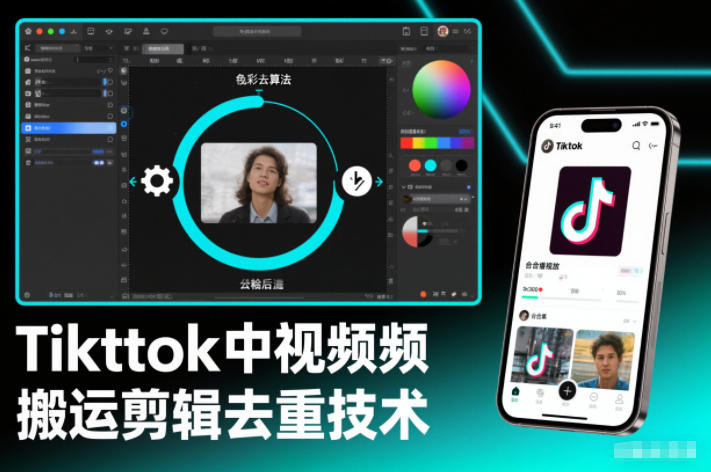Tiktok中视频纯搬运剪辑去重技术,外来技术,自行测试-吾爱云课堂