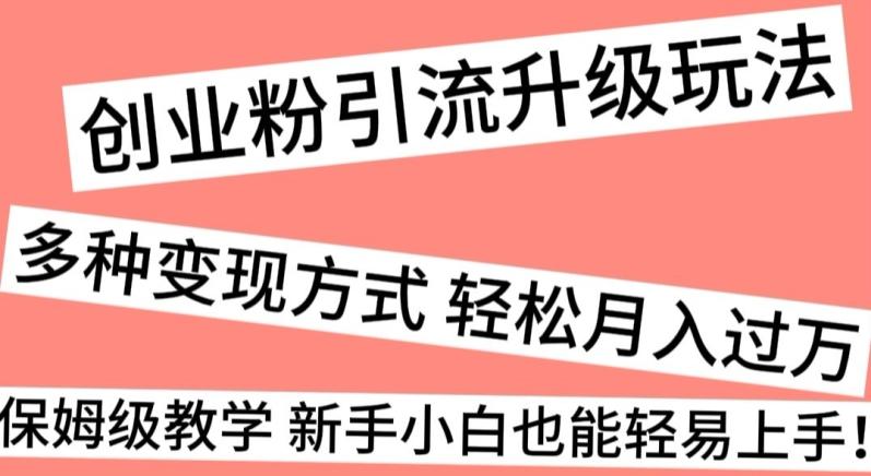 创业粉引流升级玩法,多种变现方式轻松月入过万,保姆级教学新手小白也能轻易上手!-吾爱云课堂