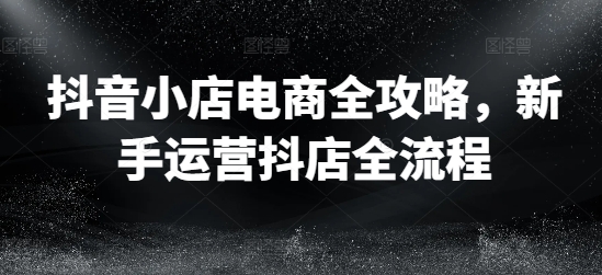 抖音小店电商全攻略,新手运营抖店全流程-吾爱云课堂