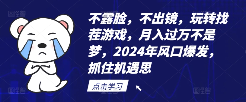 不露脸，不出镜，玩转找茬游戏，月入过万不是梦，2024年风口爆发，抓住机遇【揭秘】-吾爱云课堂