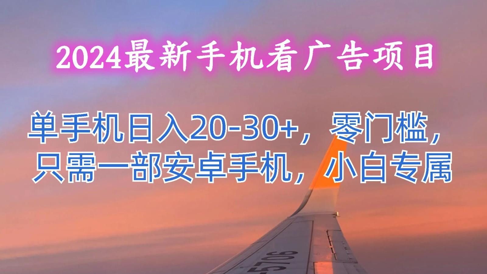 2024最新手机看广告项目,单手机日入20-30+,零门槛,只需一部安卓手机,小白专属-吾爱云课堂