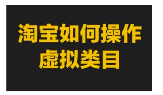 淘宝如何操作虚拟类目,淘宝虚拟类目玩法实操教程-吾爱云课堂