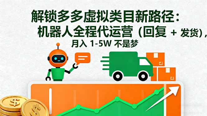 解锁多多虚拟类目新路径:机器人全程代运营(回复 + 发货-吾爱云课堂