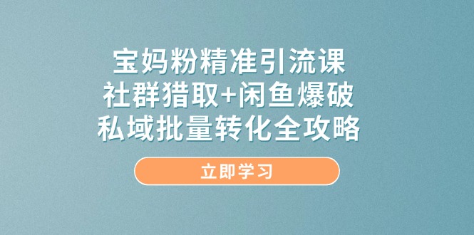 宝妈粉精准引流课,社群猎取+闲鱼爆破,私域批量转化全攻略-吾爱云课堂