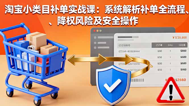 淘宝小类目补单实战课:系统解析补单全流程、降权风险及安全操作-吾爱云课堂