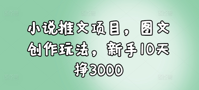 小说推文项目,图文创作玩法,新手10天挣3000-吾爱云课堂