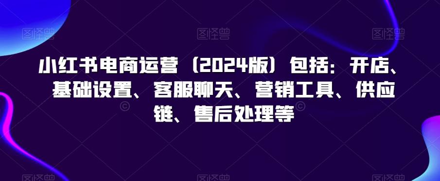 小红书电商运营(2024版)包括:开店、基础设置、客服聊天、营销工具、供应链、售后处理等-吾爱云课堂