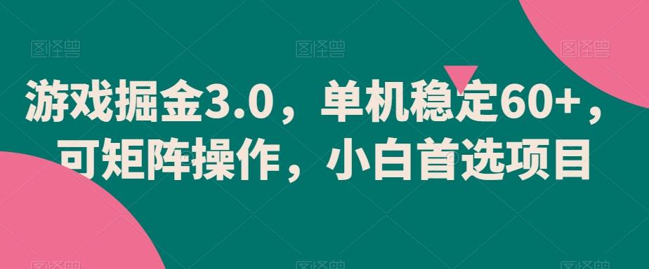 游戏掘金3.0，单机稳定60+，可矩阵操作，小白首选项目【揭秘】-吾爱云课堂