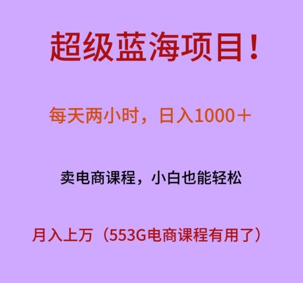 超级蓝海项目!每天两小时,日入1000+,卖电商课程,小白也能轻松,月入上万-吾爱云课堂