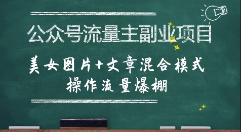 公众号流量主副业项目，美女图片+文章混合模式操作流量爆棚-吾爱云课堂