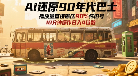 AI还原90年代巴士,一帧就让70后泪崩,播放量直接碾压90%怀旧号,每天操作十分钟,日入四位数-吾爱云课堂