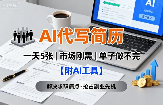 AI代写简历,一天5张,今年找工作难,市场刚需,单子做不完【附AI工具】-吾爱云课堂