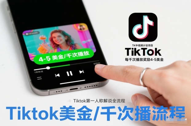 TK中视频计划项目,Tiktok第一人称解说流程,每干次播放奖励4-5美金-吾爱云课堂
