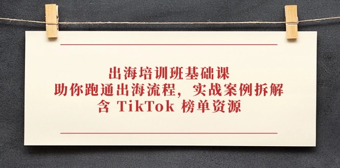 出海培训班基础课,助你跑通出海流程,实战案例拆解,含 TikTok 榜单资源-吾爱云课堂
