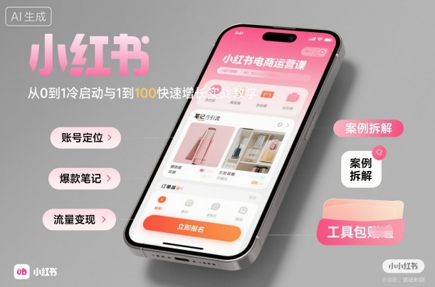 小红书电商运营课:从0到1冷启动与1到100快速增长实战教学-吾爱云课堂