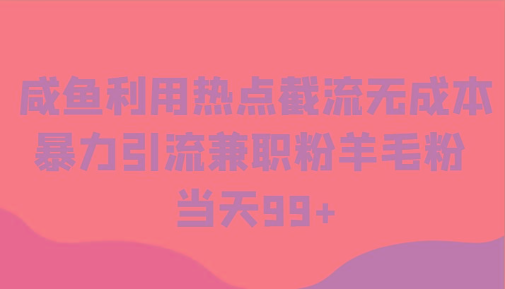 咸鱼利用热点截流无成本暴力引流兼职粉羊毛粉 当天99+-吾爱云课堂