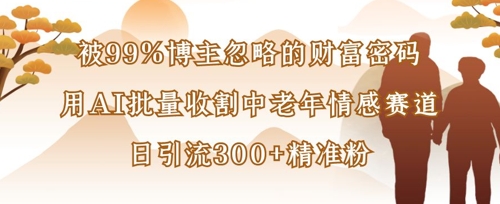 被99%博主忽略的财富密码:用AI批量收割中老年情感赛道,日引流300+精准粉-吾爱云课堂