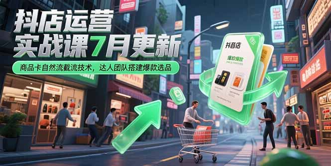 抖店运营实战课7月更新,商品卡自然流截流技术,达人团队搭建爆款选品-吾爱云课堂
