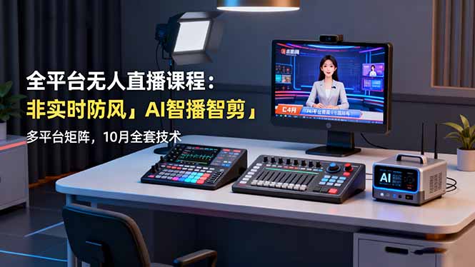 全平台无人直播课程:非实时防风+AI智播智剪+多平台矩阵,10月全套技术-吾爱云课堂