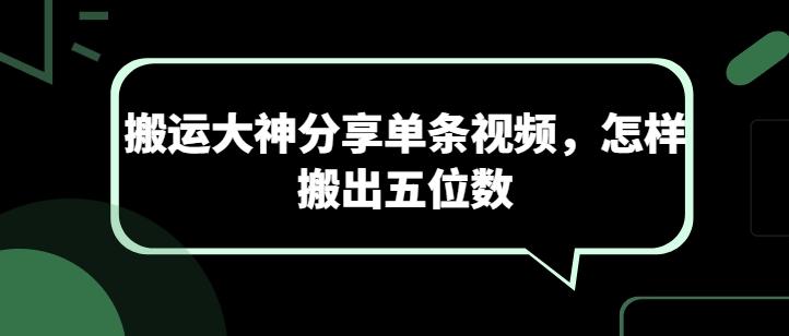 搬运大神分享单条视频,怎样搬出五位数-吾爱云课堂