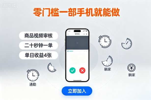 零门槛一部手机就能做,商品视频审核,通勤躺家碎片时间都能做,二十秒钟一单,单日收益4张【揭秘】-吾爱云课堂