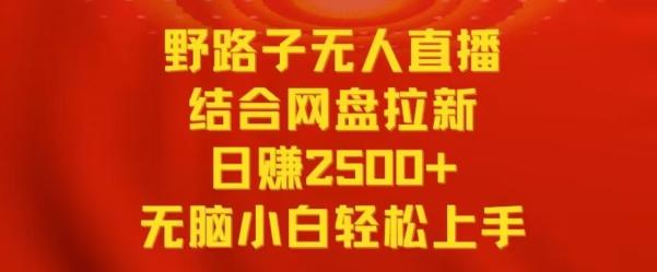 野路子无人直播结合网盘拉新,日赚2500+,小白无脑轻松上手【揭秘】-吾爱云课堂